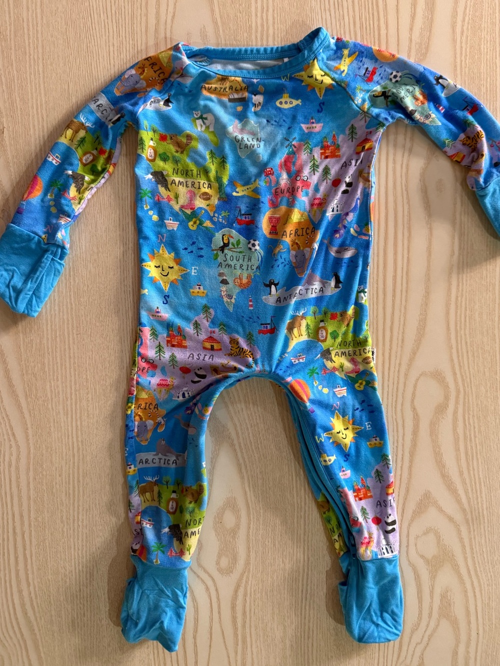 Little Sleepies Around the World Crescent Zippie, bamboo baby pajamas, 0-3 month